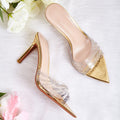Wo huizhou 2026 transparent rhinestone pointed toe stiletto heel women's sandals & slippers - summer outdoor wear