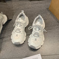 European station mesh thick sole dad shoes women's 2026 spring new arrival height increasing breathable round toe niche sports casual shoes