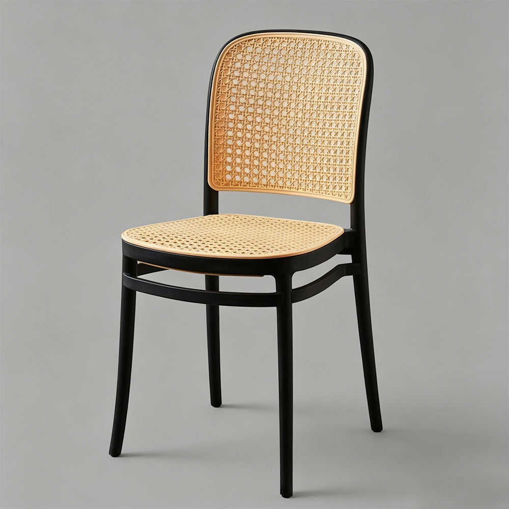 Scandinavian dining chair for home plastic chair thickenedcasual restaurant back stool stackable outdoor imitation rattan chair