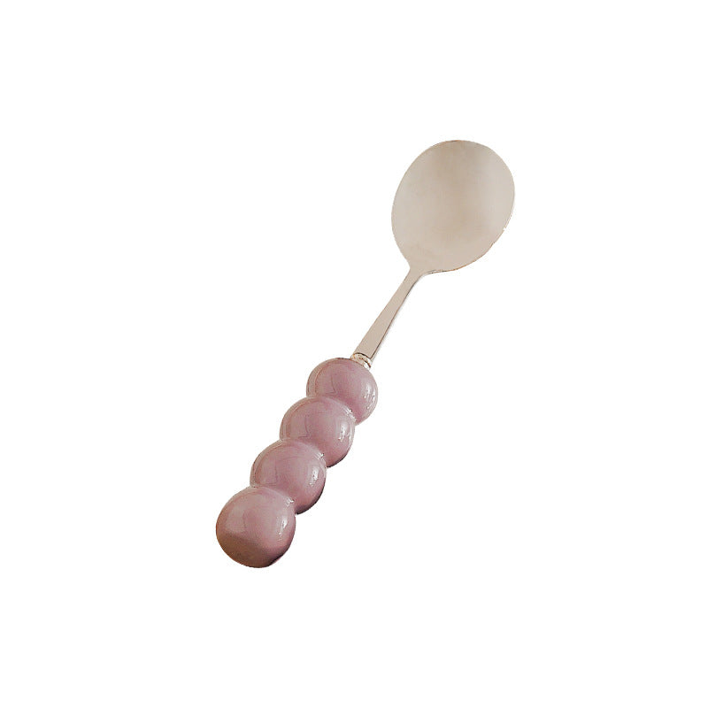 Ins candied haws stainless steel fork spoon creative dopamine high appearance spoon household tableware ball fork wholesale