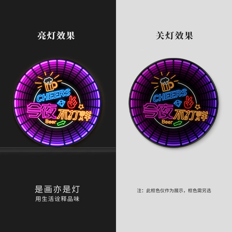 Luminous neon light text bar wall decoration painting KTV box led hanging painting singing and dancing restaurant clear bar nightclub painting