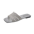plus size cross-border flat slippers women's summer outwear full diamond one-line casual beach vacation sandals women's wholesale