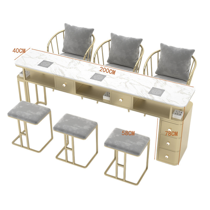 Widened 45cm marble nail table and chair set - special offer! economical single/double, light luxury, multi-functional, odorless, carbon steel with baked enamel finish