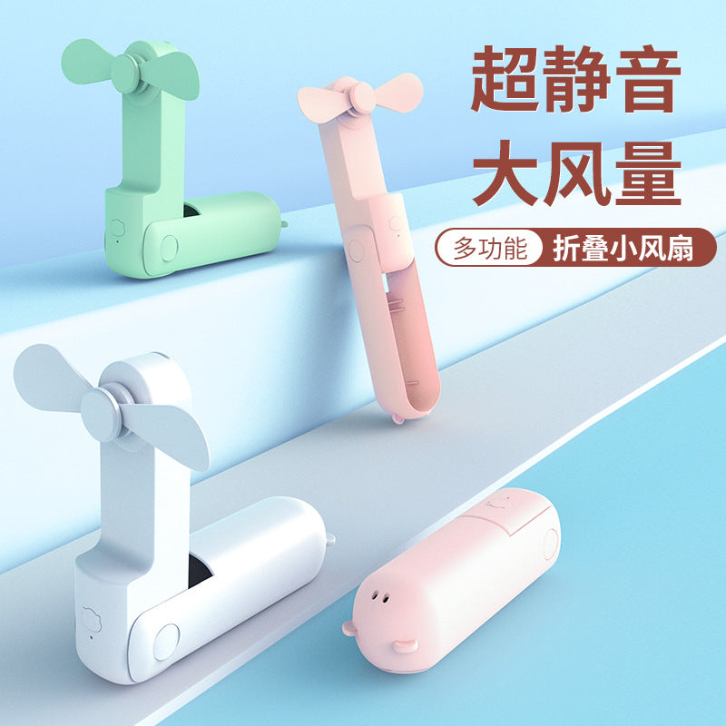 Handheld fan kids foldable manual small fan cartoon hand press hand fan kids halter electric fan in stock