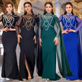 C7260 cross-border   fashion women's elegant rhinestone slim-fit sleeveless shawl dress