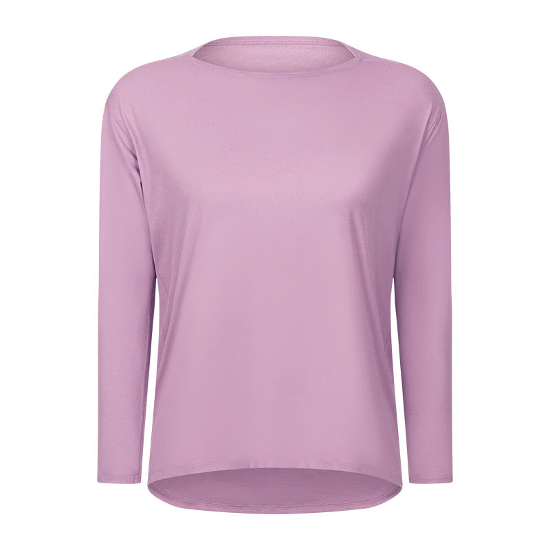 new arrival: double-sided nude feel loose fit long sleeve women's slimming breathable minimalist training fitness yoga top ds010