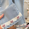 New spring trendy girls' jeans: korean style fashionable and stylish casual pants for kids - versatile children's clothing