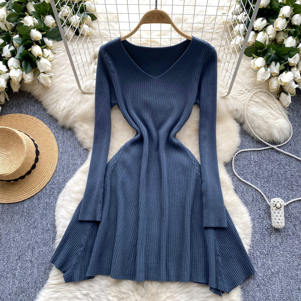 Fall and winternew arrivalsweater skirt bottom knitting shirt dress women's waist slimming look medium long inner a-line skirt