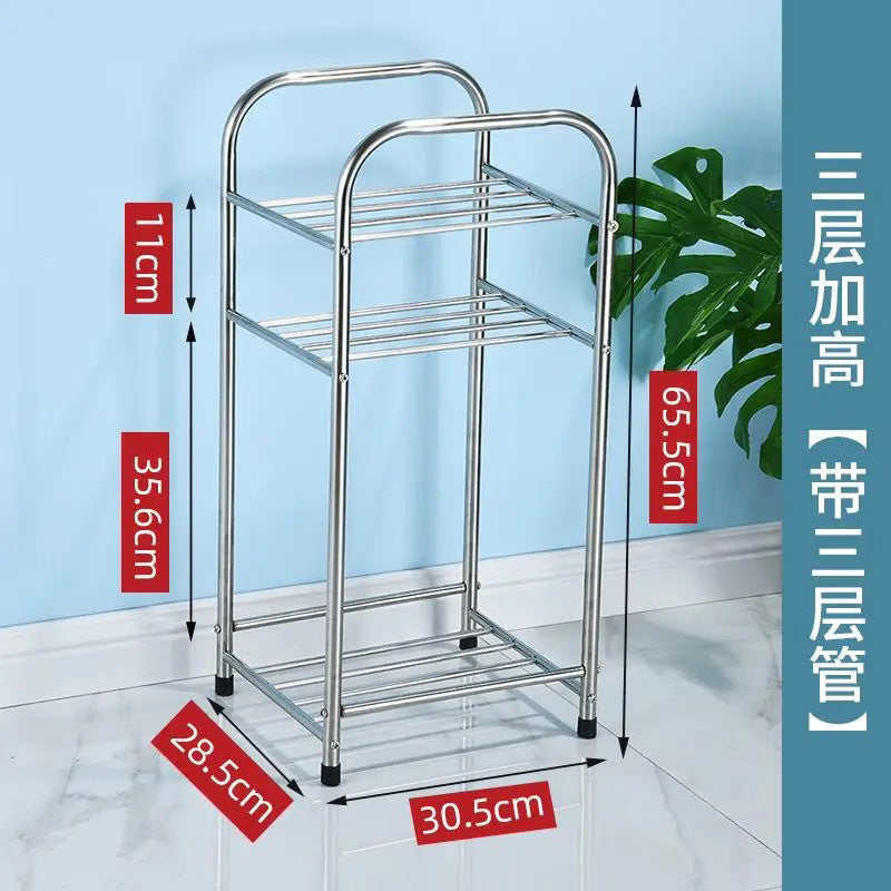 Stainless steel 2-layer trolley DIY Xiaohongshu with wheel rack basin frame bedroom multi-layer mobile storage cp