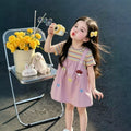 Girls' overalls dress set - summer  new collection: kids' fashion striped short-sleeve summer style, sweet baby two-piece look