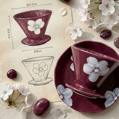 Vintage personalized coffee dripper ceramic funnel filter cup for home office pour over coffee
