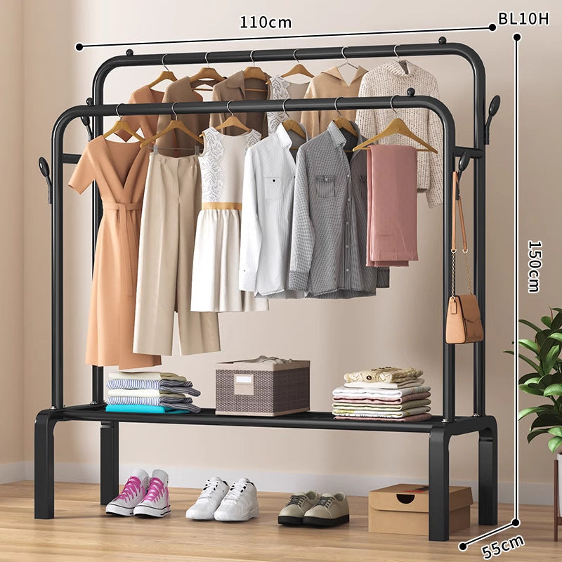 Clothes hanger floor-standing bedroom for home double-pole clothes drying rack clothes rack indoor clothes coat rack thickened balcony clothes pole