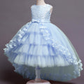 Ready-to-ship wholesale children's wedding dresses, princess gowns with train, bow-tie dresses, flower girl dresses, kids' dresses
