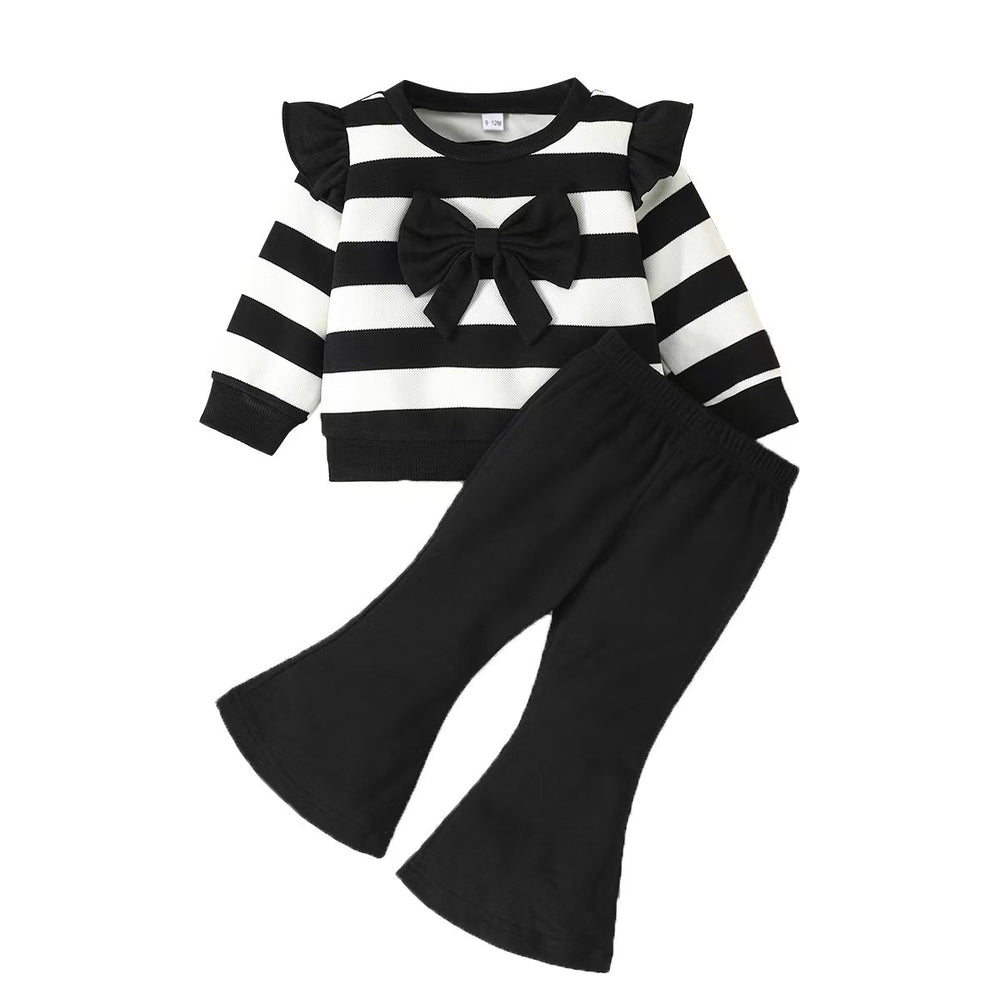 Baby clothing kids set children outfit girlstripessuit bell bottoms