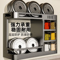 Kitchen wall-mounted organizer rack for oil, salt, sauce, vinegar, and condiments - multi-functional, punch-free, home storage