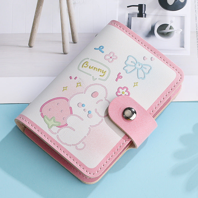 Cute, small and large-capacity cartoon card bag, glue page card position, anti-degaussing driver's license cover, ultra-thin card clip, wallet card cover.