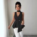 European and american cross-border  new summer in-stock items: factory direct wholesale slimming, figure-flattering, designer irregular sleeveless tops