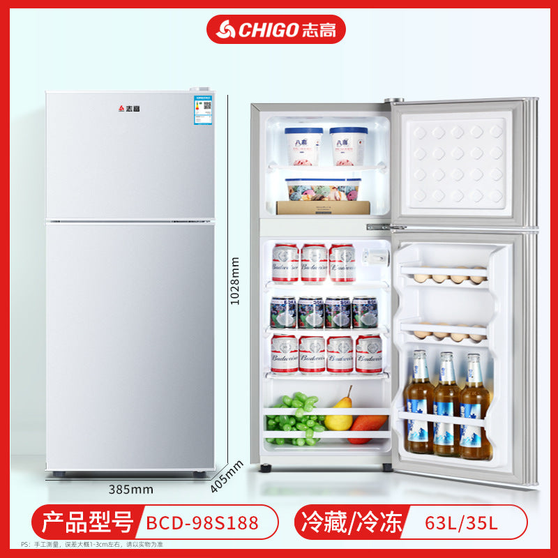 Chigo refrigerator double door refrigeration and freezing dormitory rental room use first class for home small refrigerator two person refrigerator
