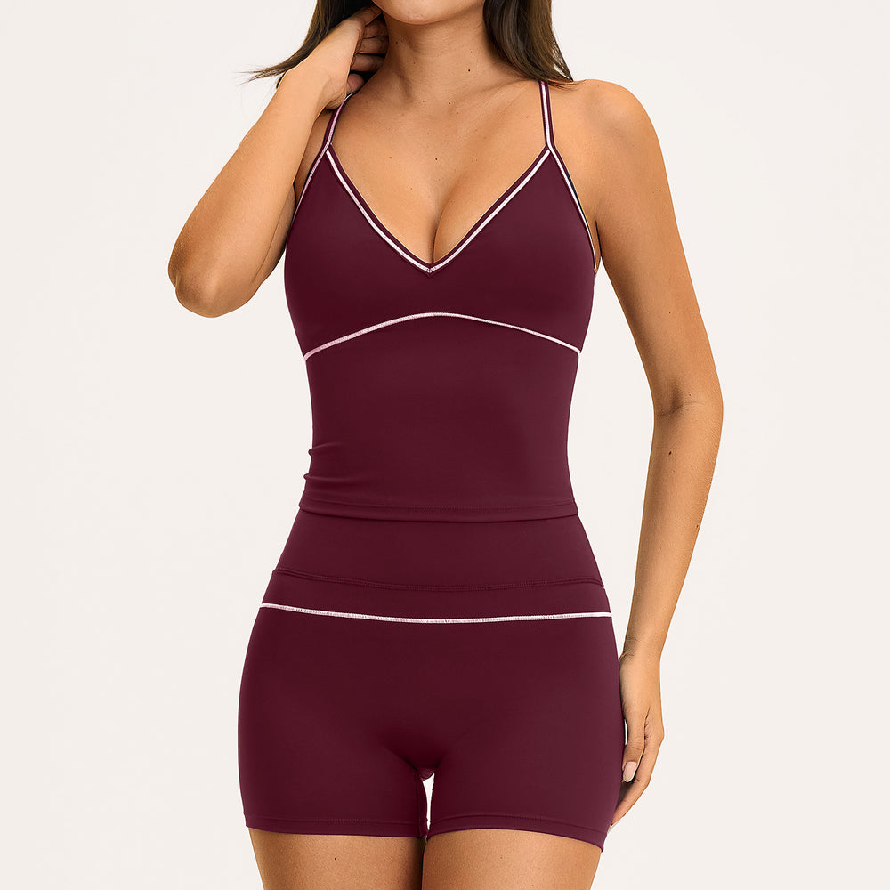 new yoga outfit: high-waisted peach lift, color block, push-up, and beautiful back design - activewear set 9615
