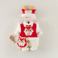 Baby clothes winter cotton jumpsuit new year's greetings baby 100 days old red festive khaki new year clothes
