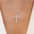 Wholesale diamond-studded cross necklace, cross-border sweater chain jewelry accessories, personalized alloy minimalist high-end pendant for women