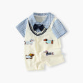 Baby clothes summer thin section new arrivalk-style newborn baby boy one-piece fake two-piece super cute khaki