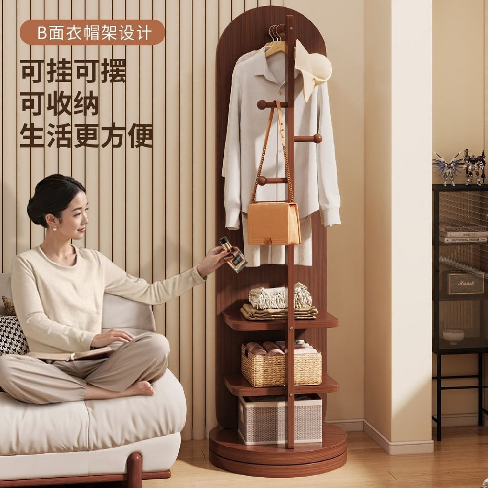 Full-length mirror floor mirror for homeall-in-one dressing mirror girl bedroom rotatable movable fitting mirror hanging coat rack