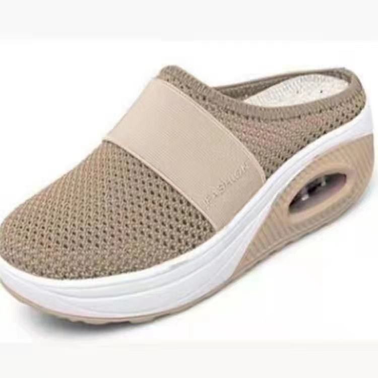 Exportplus size heelless slip-on women's lazy air cushion cut out mesh breathable toe-cap half-drag women's shoes