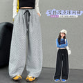 Girls' spring and autumn pants  new style: korean style polka dot wide-leg pants for big girls, kids' casual straight-leg trousers