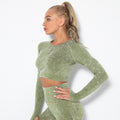In stock! new european and american style sexy fitness wear for women, tight-fitting, quick-drying, washed athletic running long-sleeve top, yoga outfit