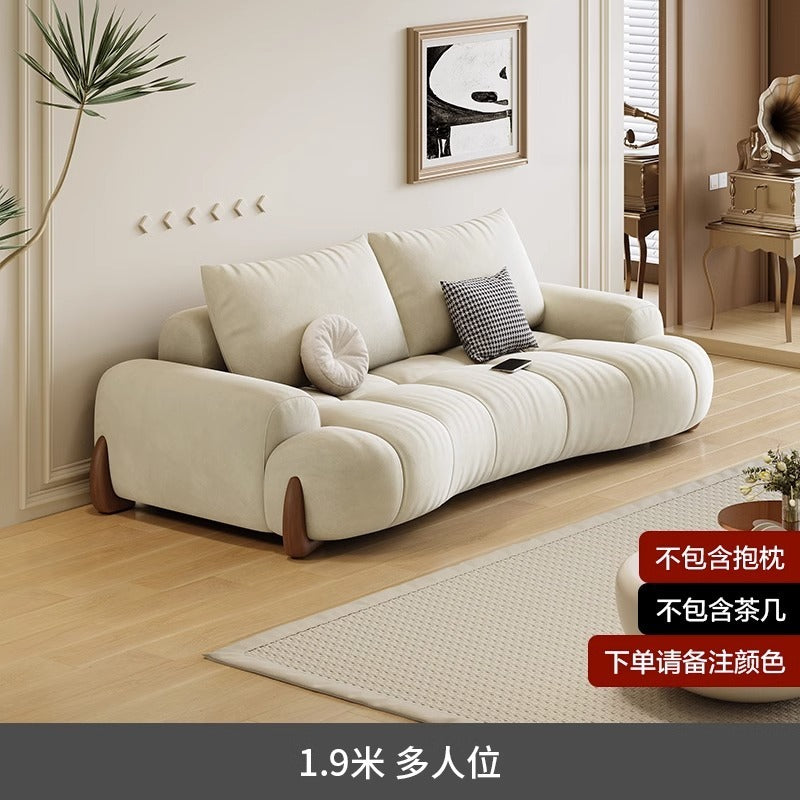 Cat paw fabric sofa - new minimalist design for small living rooms, creamy white, curved, trendy style