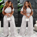 A20305 european and american style women's clothing  fashion streetwear casual tie-dye crew neck short sleeve top and wide leg pants set
