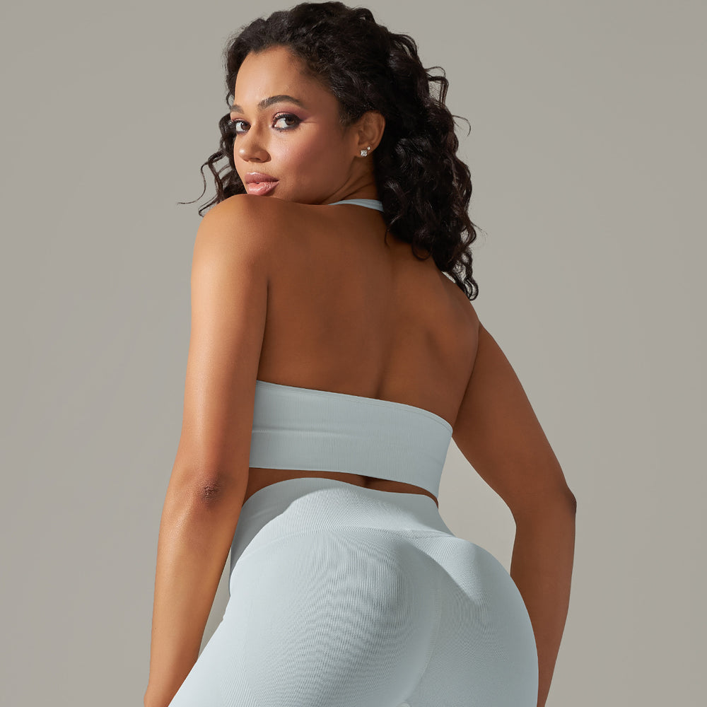 New arrival cross-border fashionpure color beautiful back high elastic yoga clothes four-piece set running sports bra fitness yoga pants for women