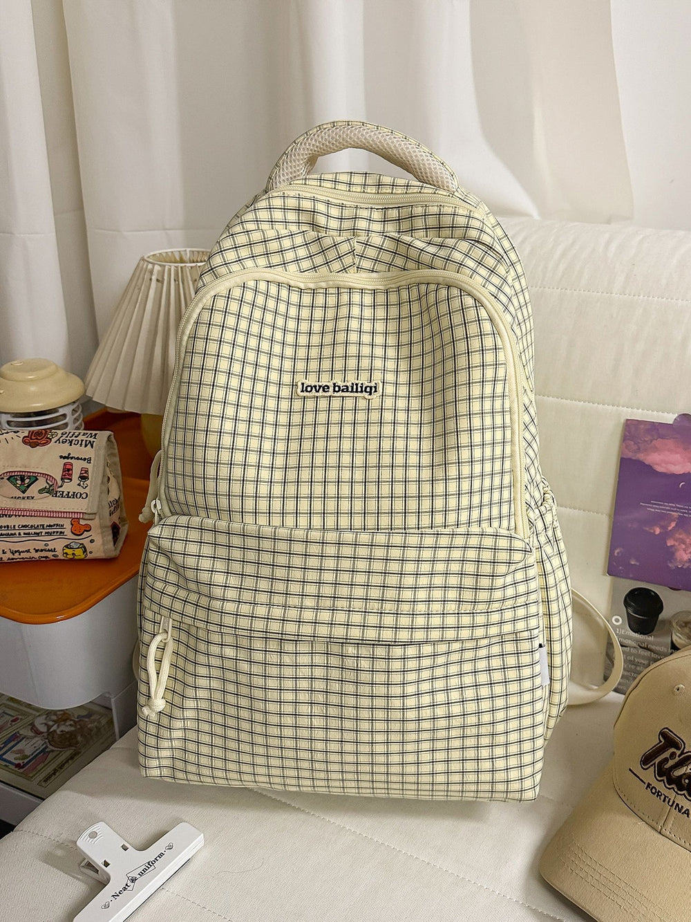 Japanese style small fresh plaid school bag for female junior high school students soft girl backpack for women cute jk backpack for women