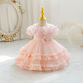 New in stock children's dress floral lace wedding dress princess dress baby girl first birthday dress kids dress