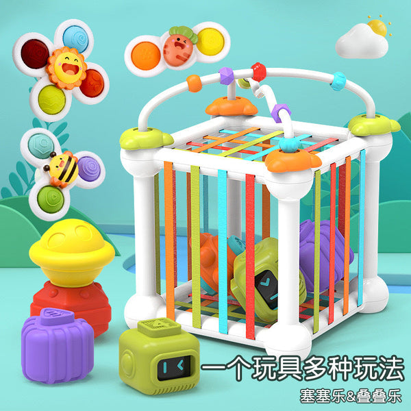 Cross-border export  Rainbow Sessele early education cognitive beaded splicing stacked music building block baby toys