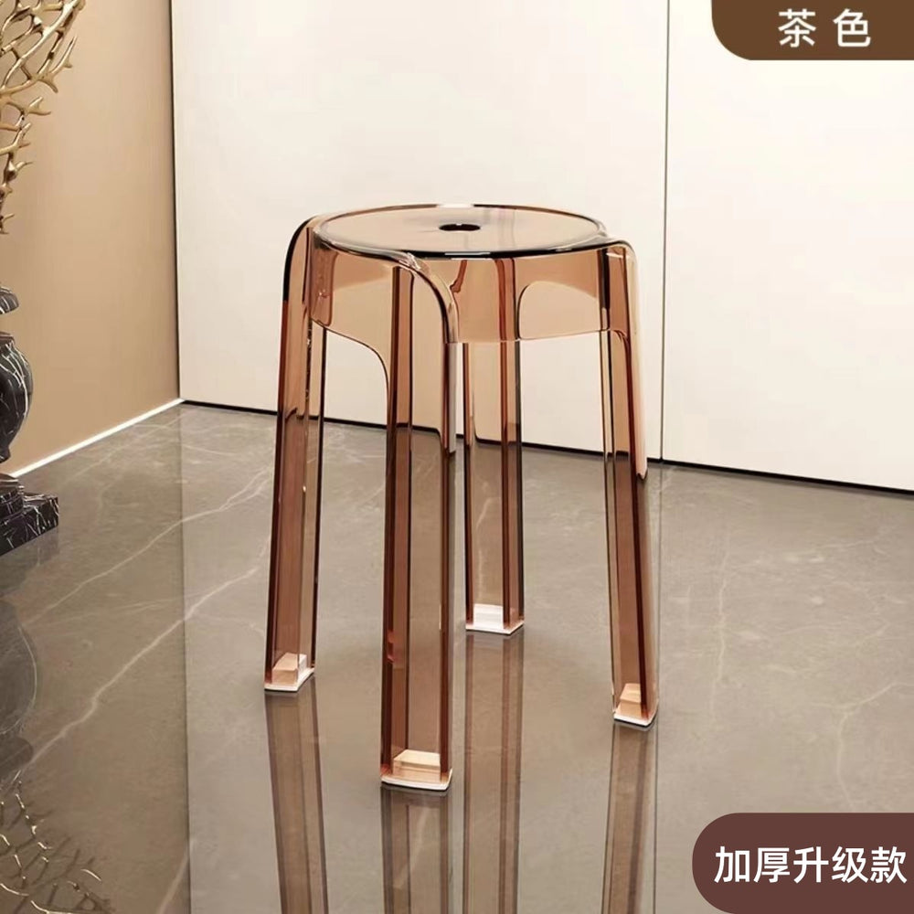 Minimalist chic stool - commercial grade, thickened, stackable, transparent round stool chair - acrylic chair, plastic stool for home use