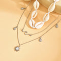 Wholesale beach sun necklace - european & american cross-border jewelry - versatile vacation style - seashell beaded multi-layer necklace with unique design
