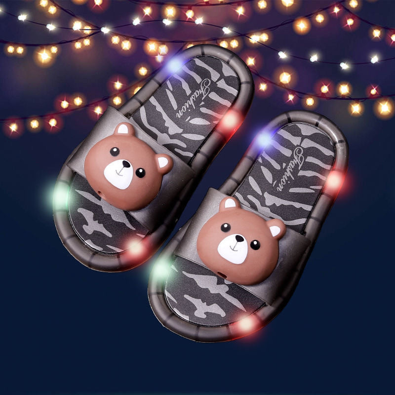 2024 kids' summer light-up slippers: trendy cartoon animal design for indoor/outdoor wear - perfect for toddlers and young children