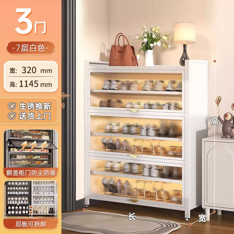 Steel shoe cabinet for home, entryway, and hallway - large capacity, floor-standing, dustproof, multi-functional storage shoe rack