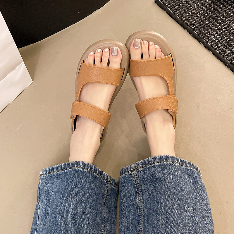 Women's flat roman sandals - new summer 2025 collection: soft sole, easy slip-on, velcro closure, casual beach sandals - summer new arrivals