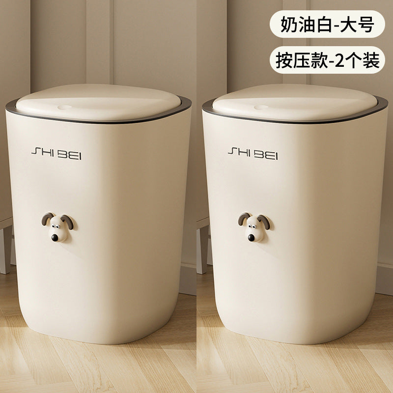 Trash can for homecute high-looking bucket bedroom cream style creative sanitary bucket living room pressure ring with lid push-type