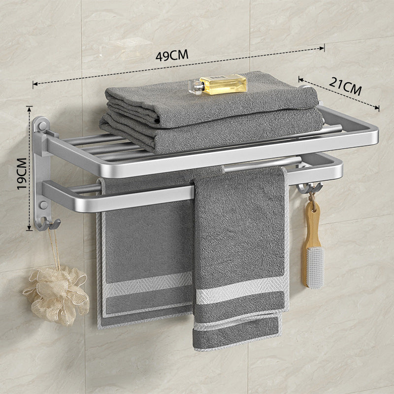 Space aluminum towel rack, no punching, bathroom, bathroom rack, towel rack, bathroom hardware pendant set.