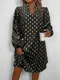 Casual stand-up collar hot stamping polka dot straight-leg skirt casual lantern sleeve casualwork clothing women's clothing 1688 supply