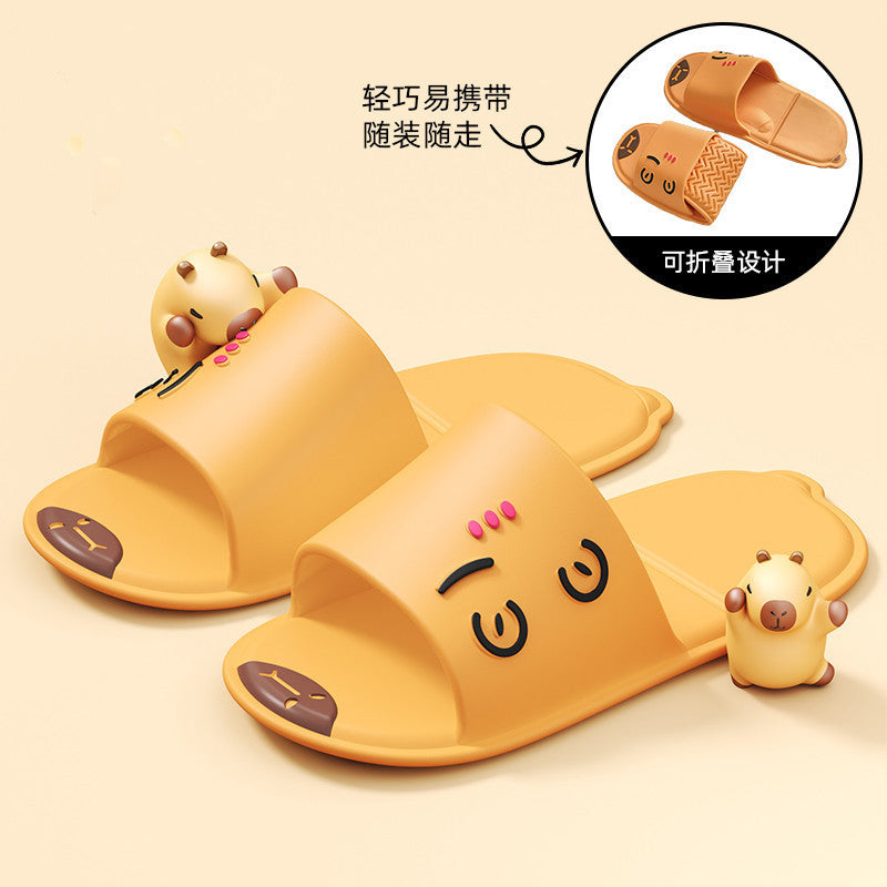 Eva foldable travel cartoon slippers - portable, non-slip disposable slippers for men and women, perfect for travel, business trips, and hotels