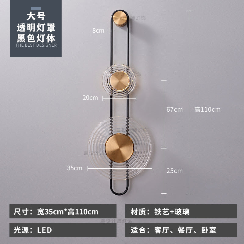 Modern minimalist wall sconce, long style, solid brass, for living room backdrop, hallway, aisle, glass ripple bedside, project wall lighting