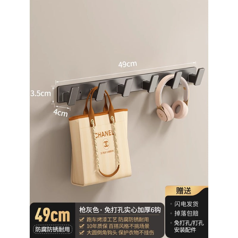 Over-the-door hook, no-drill wall mount hanger, heavy-duty adhesive, weight-bearing entryway coat hook, wall-mounted hook rack