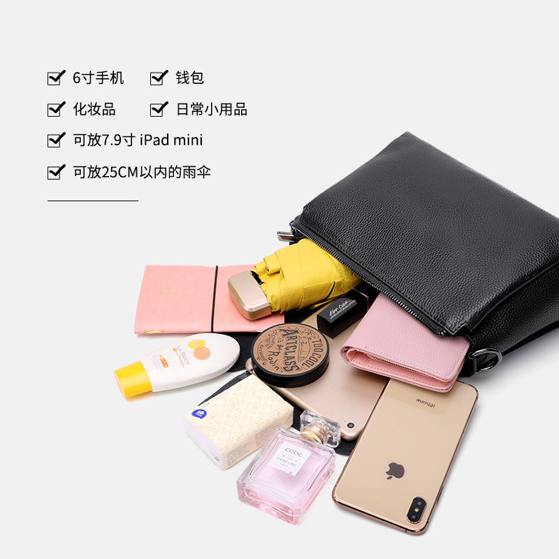 First layer cowhide women's 2025 new leather shoulder messenger bag fashionable versatile large capacity women's small bag