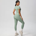 European and american nude feel compression quick-dry short sleeve yoga set - high waist, butt-lifting, outdoor training, running, and fitness activewear