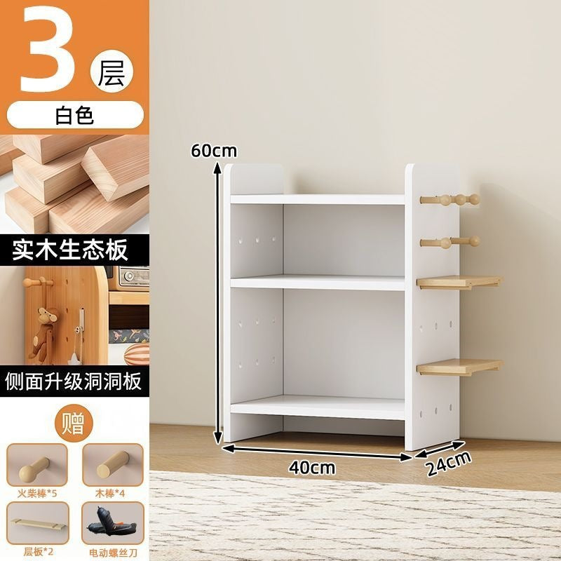 Solid wood bookcase, multi-tier book storage shelf, dustproof kindergarten bookshelf, children's student bookshelf, small storage rack